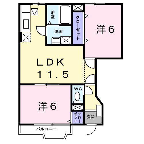クレストールアブラハムA(2LDK/1階)の間取り写真