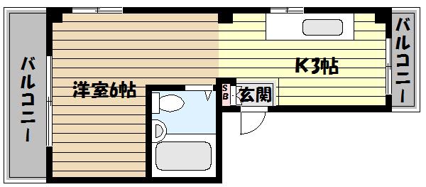 シティプラザ御影(1K/3階)の間取り写真
