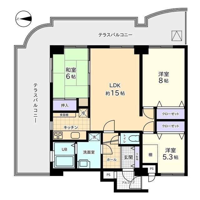 信開ダイナスティ黒瀬(3LDK/10階)の間取り写真