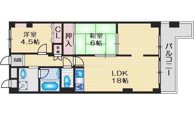 ハイマート緑地公園(3LDK/6階)の間取り写真