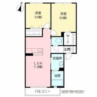 サンアベニュー葛原II(2LDK/2階)の間取り写真