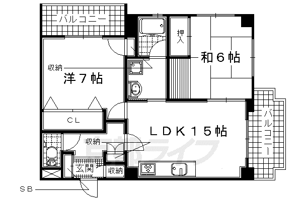 ハウスエバーグリーン(2LDK/2階)の間取り写真