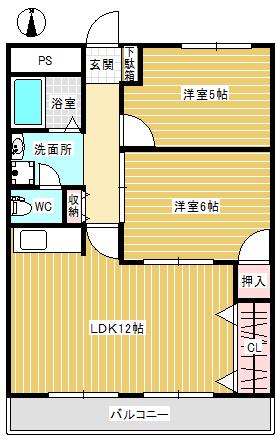 新潟昭和ビル(2LDK/3階)の間取り写真