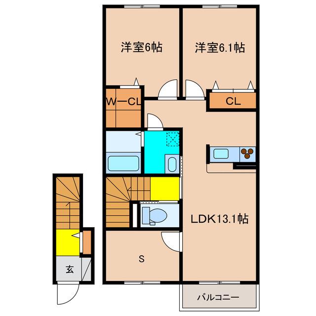 シャーメゾン東大池(2SLDK/2階)の間取り写真