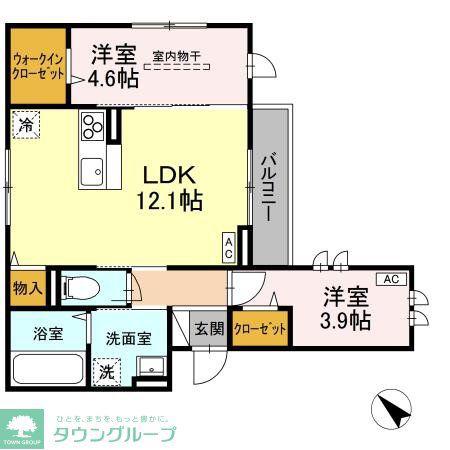 DーROOM 二軒茶屋 TMT(2LDK/2階)の間取り写真