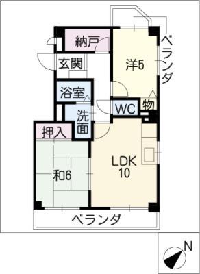 ランパート池場(2LDK/1階)の間取り写真