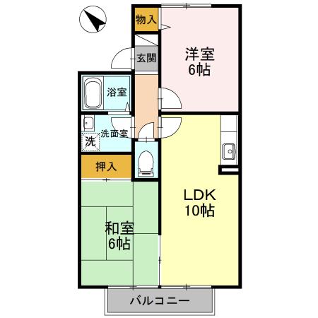 ネオフォレスト昆陽池(2LDK/2階)の間取り写真