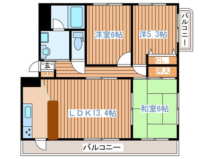ヴァンローゼタマガワ(3LDK/3階)の間取り写真