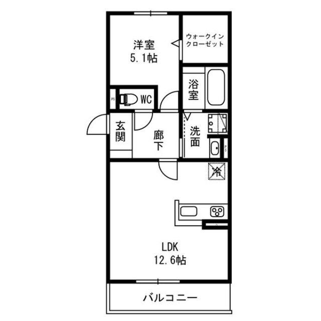 ミル ソレアード(1LDK/2階)の間取り写真