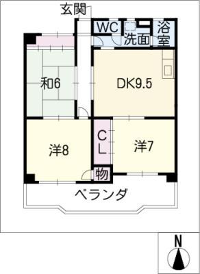 神谷西ビル(3DK/2階)の間取り写真