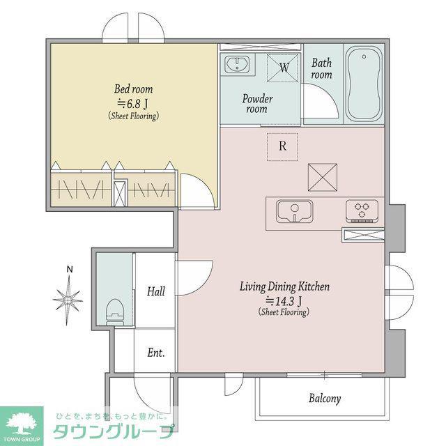 WINDSOR COURT(1LDK/1階)の間取り写真