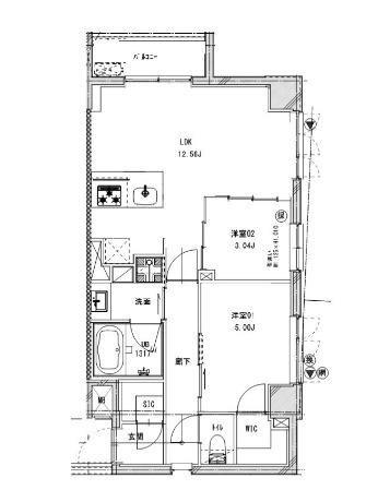 エルスタンザ西荻MODERNO(2LDK/2階)の間取り写真