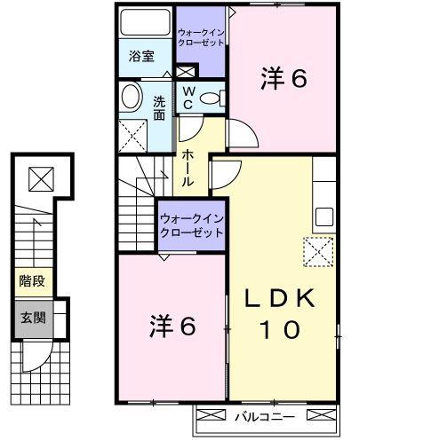 ジェルメブリアンA(2LDK/2階)の間取り写真