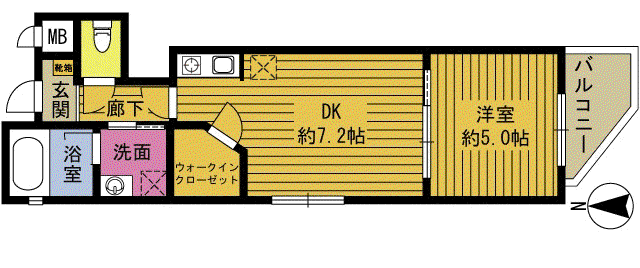 S-FORT大分長浜町(1DK/3階)の間取り写真