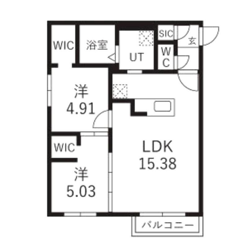 GA-二十四軒3-3MS A棟(2LDK/4階)の間取り写真