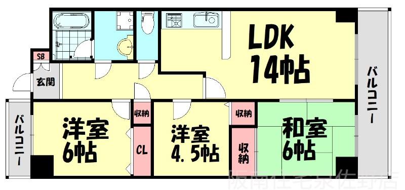 グランドミール(3LDK/1階)の間取り写真