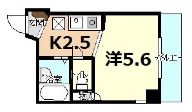 シャローム(1K/4階)の間取り写真