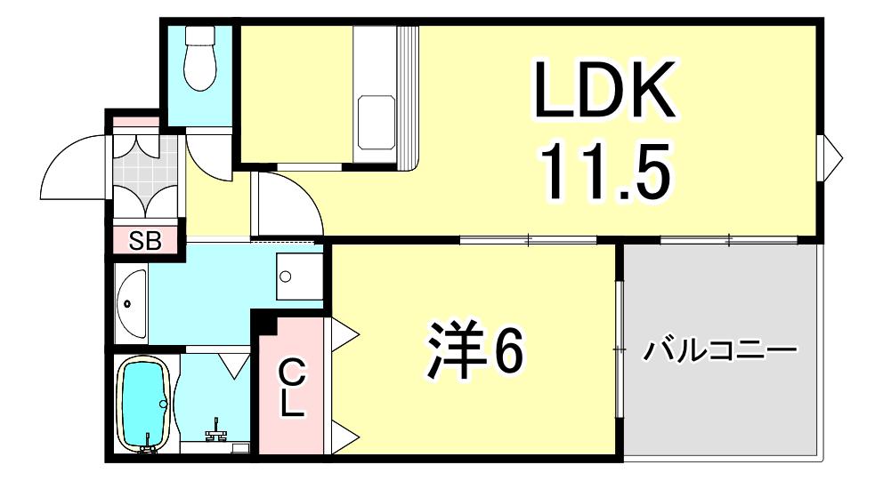 ア・コテ・ドウ・シェヌ夙川(1LDK/3階)の間取り写真