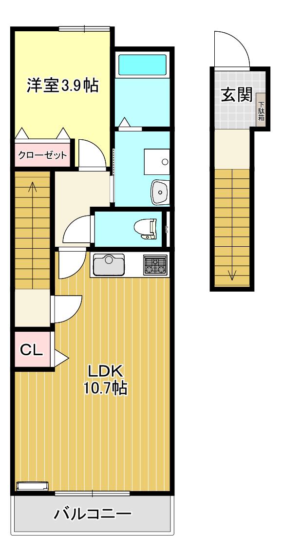 ロベリア(1LDK/1階)の間取り写真