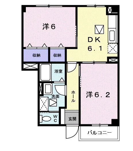 ニューシティー藤澤(2DK/1階)の間取り写真