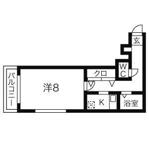 エレガンテカーサ(1K/1階)の間取り写真
