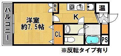 ラ・ルミエール(1K/1階)の間取り写真