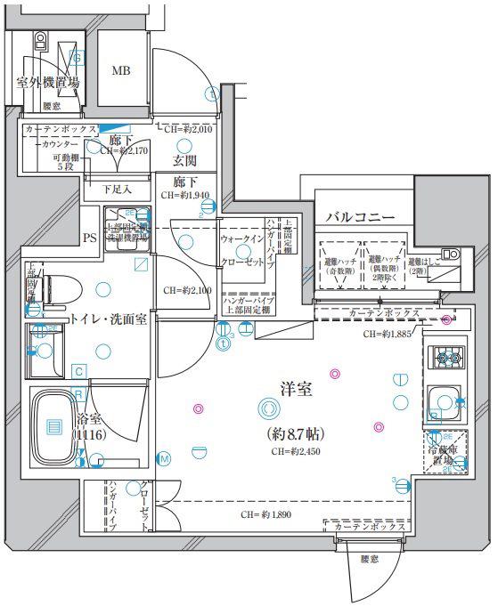 ディアレイシャス錦糸町(ワンルーム/9階)の間取り写真