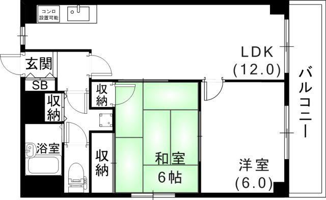 ひろやビル(2LDK/2階)の間取り写真
