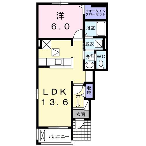 イル フィラート2(1LDK/1階)の間取り写真