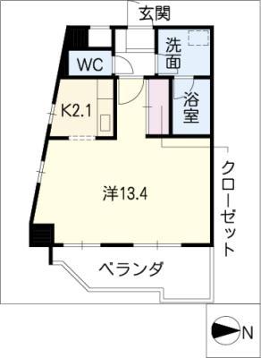 覚王山エクセル(1K/2階)の間取り写真