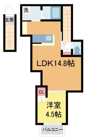 中山荘園LOHAUSII(1LDK/2階)の間取り写真