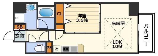 アーバネックス堂島(1LDK/8階)の間取り写真
