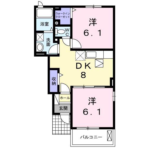 グレイスフルA(2DK/1階)の間取り写真