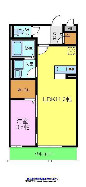リヴェール文珠橋(1LDK/1階)の間取り写真