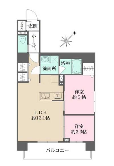 パークフラッツ蔵前(2LDK/4階)の間取り写真