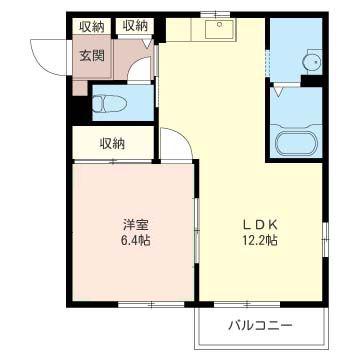 ラフォーレカトレア(1LDK/2階)の間取り写真