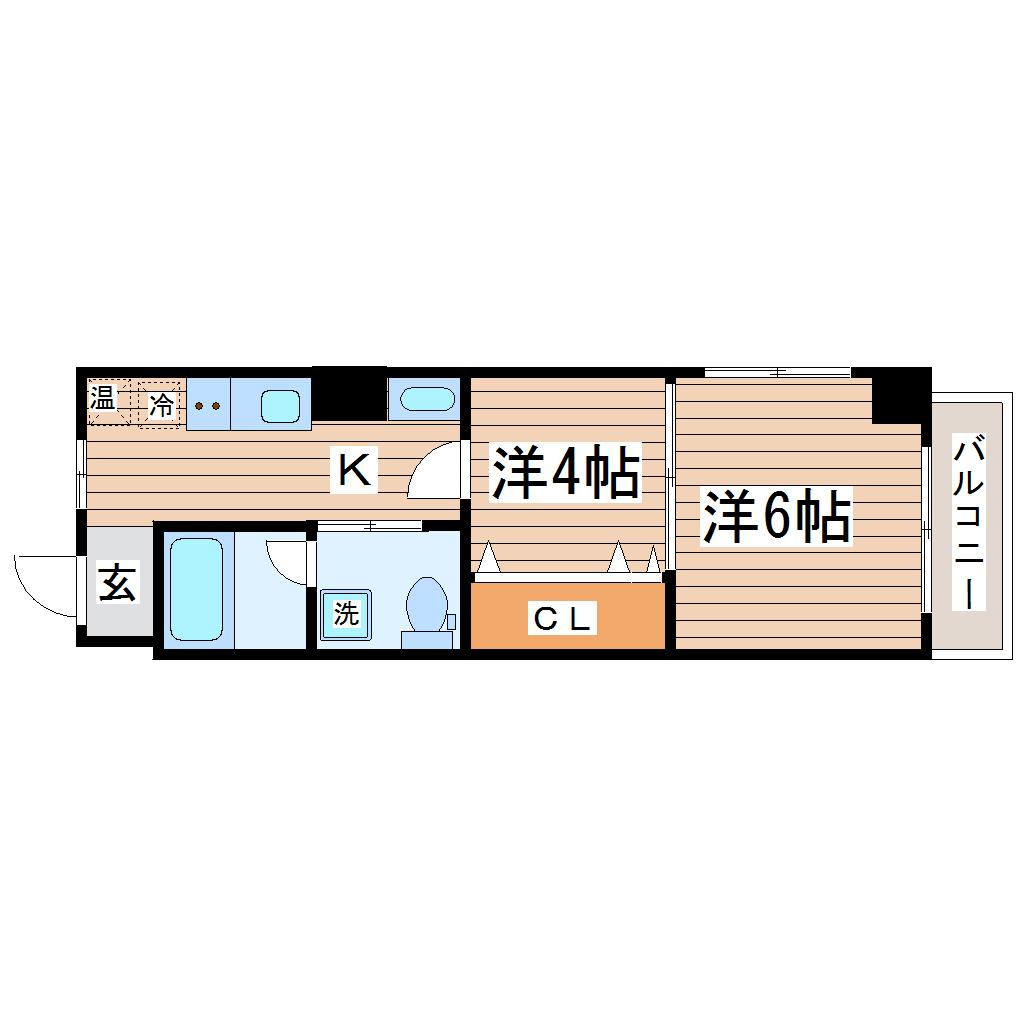 SEALS二日町(2K/4階)の間取り写真