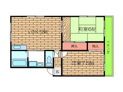ジェミニ南北(2LDK/3階)の間取り写真