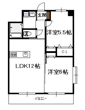 J・FEEL西池(2LDK/1階)の間取り写真