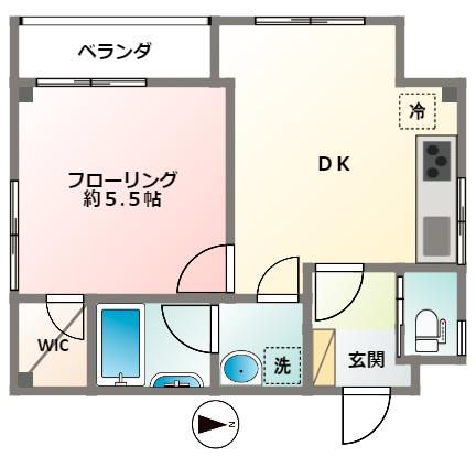 ヴァンベールII(1DK/2階)の間取り写真