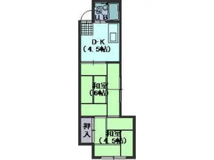 フラットイン東山(2DK/1階)の間取り写真