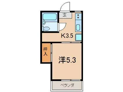 ホワイトノート森合(1K/1階)の間取り写真