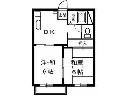サニーハウス中原A(2DK/2階)の間取り写真