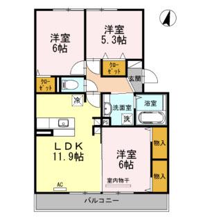 レチエIII(3LDK/2階)の間取り写真