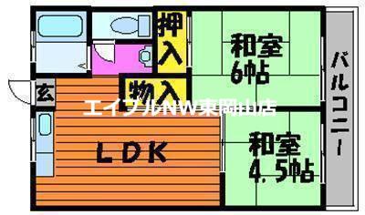コーポ上中田(2LDK/1階)の間取り写真