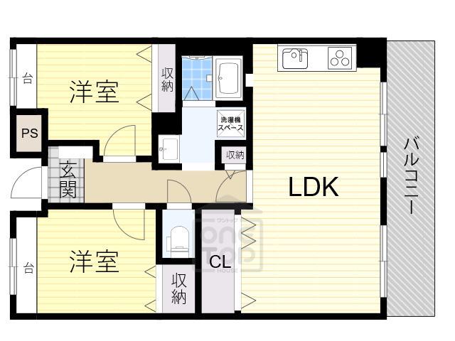 グランベール刀根山(2LDK/3階)の間取り写真
