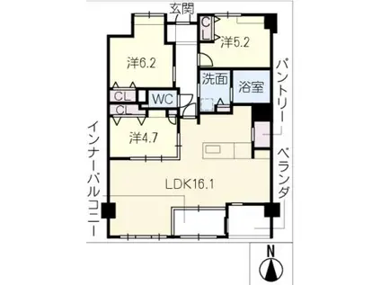 サンメールIMAIKE(3LDK/3階)の間取り写真