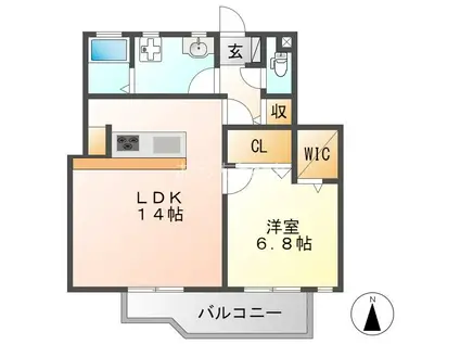 杉山第一ビル(1LDK/2階)の間取り写真