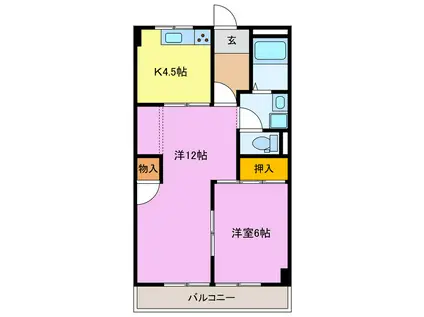 ダイアナポリス桜橋(2K/1階)の間取り写真