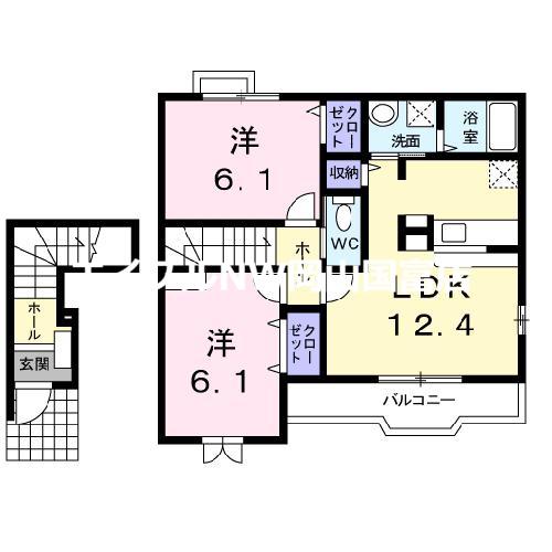 グランディールA(2LDK/2階)の間取り写真